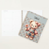 Pastel Teddy Bear Holding Flower Wear Overalls (Devant avec enveloppe)