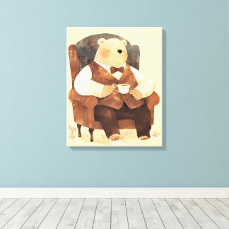 Pastel Teddy Bear Wall Art | Nursery Room Décor Canvas Afdruk