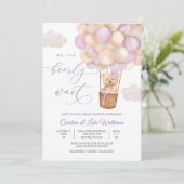 Pastel Teddybeer Babyshower Uitnodiging (Staand voorkant)