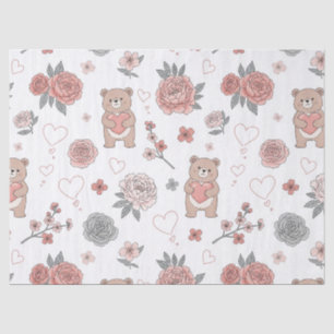 Pastel Teddybeer Slaapkamerpatroon Tissuepapier