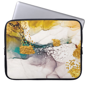 Pastel tederheid: gouden wervelingen kunst. laptop sleeve