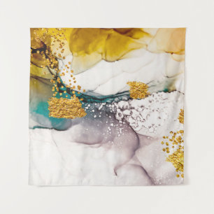 Pastel tederheid: gouden wervelingen kunst. wandkleed