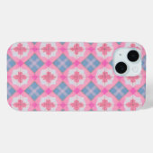 Pastel Tegel Patroon Roze en Blauwe Telefoon Case (Achterkant (horizontaal))