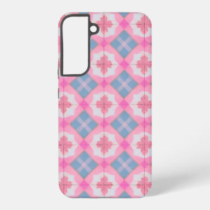 Pastel Tegel Patroon Roze en Blauwe Telefoon Case Samsung Galaxy Hoesje