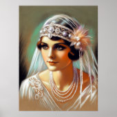 Pastel Tekening 1920's Bruid Poster (Voorkant)