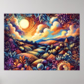 Pastel Tekening Abstract Landschap Poster (Voorkant)