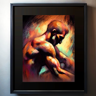 Pastel Tekening Abstract Man Poster