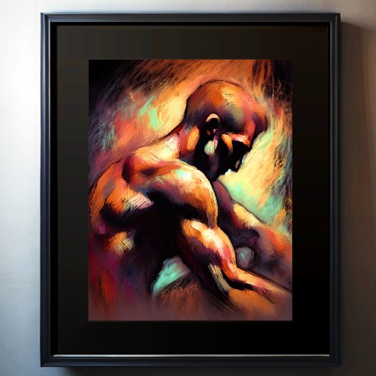 Pastel Tekening Abstract Man Poster