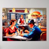 Pastel Tekening Diner Man Vrouw Poster (Voorkant)