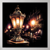 Pastel Tekening Franse Straat Lamp Poster (Voorkant)