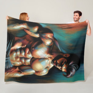 Pastel tekening Handsome Shirtless Man Fleece Deken