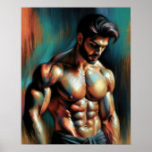 Pastel tekening Handsome Shirtless Man Poster (Voorkant)