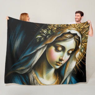 Pastel tekening Heilige Maagd Moeder Fleece Deken