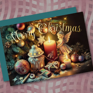 Pastel Tekening Kerstvakantie Engel Folie Feestdagenkaart