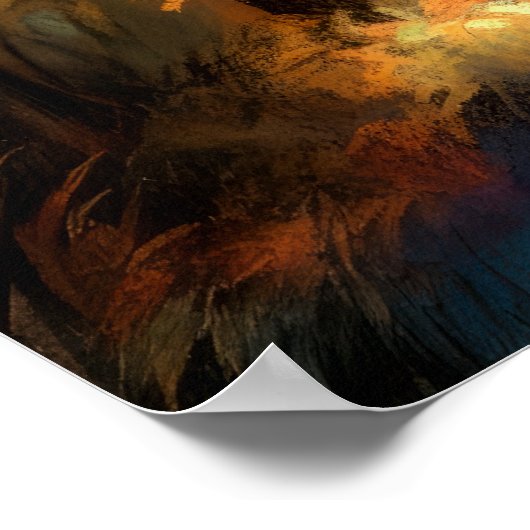 Pastel Tekening Kleurrijke Landschap Rivierbomen S Poster (Hoek)