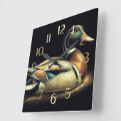 Pastel tekening Mallard Duck Decoy Vierkante Klok (Hoek)