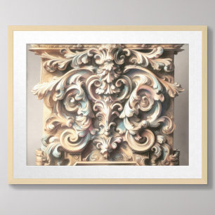 Pastel Tekening van Architectuur  Steen Gesneden Poster