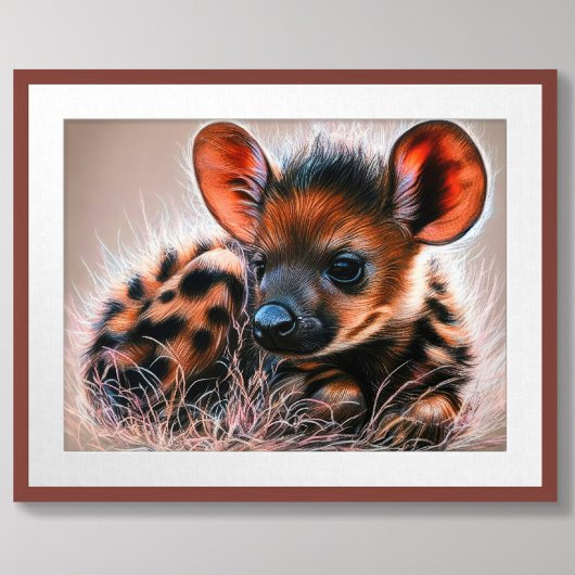 Pastel Tekening van Baby Hyena Poster