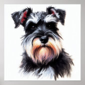 Pastel Tekening van een Schnauzer Hond II Poster (Voorkant)