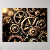Pastel Tekening van Gears Cogs Steampunk Poster (Voorkant)