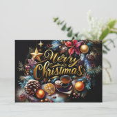 Pastel tekening van Kerstmis Whimsical Feestdagenkaart (Staand voorkant)