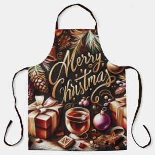 Pastel tekening van Kerstmis Whimsical Schort