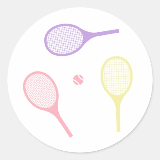 Pastel Tennis Rackets Ronde Sticker (Voorkant)