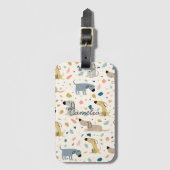 Pastel Terrazzo Funny Cute Dog Pattern Bagagelabel (Voorkant (verticaal))