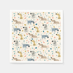 Pastel Terrazzo Funny Cute Dog Pattern Bord Servet