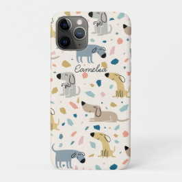 Pastel Terrazzo Funny Cute Dog Pattern iPhone 11 Pro Hoesje