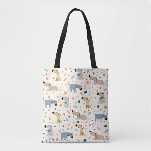 Pastel Terrazzo Funny Cute Dog Pattern Draagtas (Voorkant)