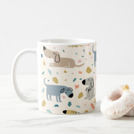 Pastel Terrazzo Funny Cute Dog Pattern Koffiemok
