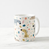 Pastel Terrazzo Funny Cute Dog Pattern Koffiemok (Voorkant rechts)