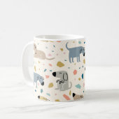 Pastel Terrazzo Funny Cute Dog Pattern Koffiemok (Voorkant links)