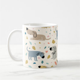 Pastel Terrazzo Funny Cute Dog Pattern Koffiemok