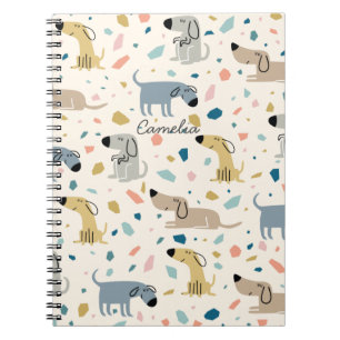 Pastel Terrazzo Funny Cute Dog Pattern Notitieboek