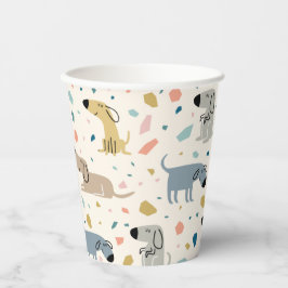 Pastel Terrazzo Funny Cute Dog Pattern Papieren Bekers