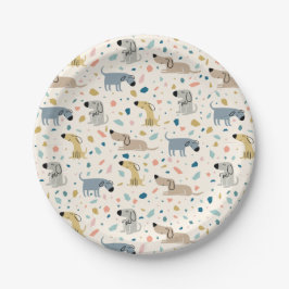 Pastel Terrazzo Funny Cute Dog Pattern Papieren Bordje