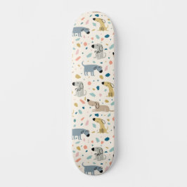 Pastel Terrazzo Funny Cute Dog Pattern Skateboard