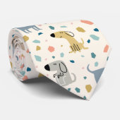 Pastel Terrazzo Funny Cute Dog Pattern Stropdas (Opgerold)
