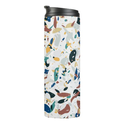Pastel Terrazzo: modern Abstract patroon. Thermosbeker (Geroteerd rechts)