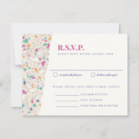 Pastel Terrazzo Slab Weddenschap RSVP-kaart