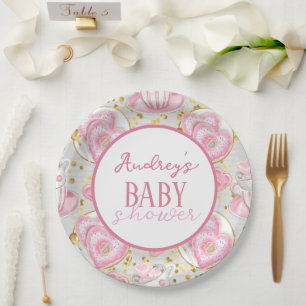 Pastel Thee en Donuts Baby Shower Papieren Bord