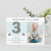 Pastel Three Fast Birthday Race Kaart (Staand voorkant)