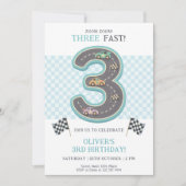 Pastel Three Fast Birthday Race Kaart (Voorkant)