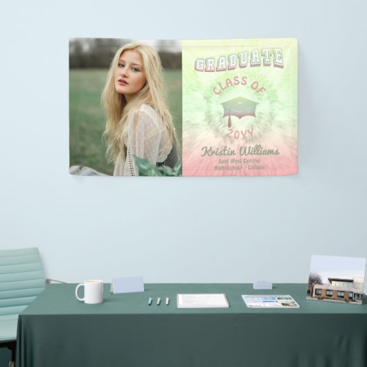 Pastel Tie Dye Afstuderen Afstuderen banner (Beurs)