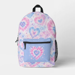 Pastel Tie-Dye Hart Droomlandschap Bedrukte Rugzak