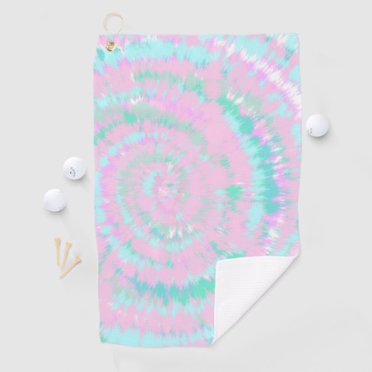 Pastel Tie Dye Pattern roze Aqua Mint Green Golfhanddoek (Insitu)