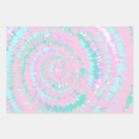 Pastel Tie Dye Pattern roze Aqua Mint Green Inpakpapier Vel (Voorkant 3)
