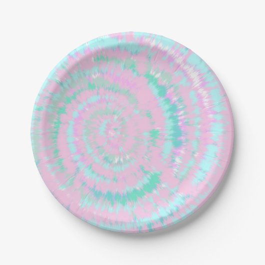 Pastel Tie Dye Pattern roze Aqua Mint Green Papieren Bordje (Voorkant)